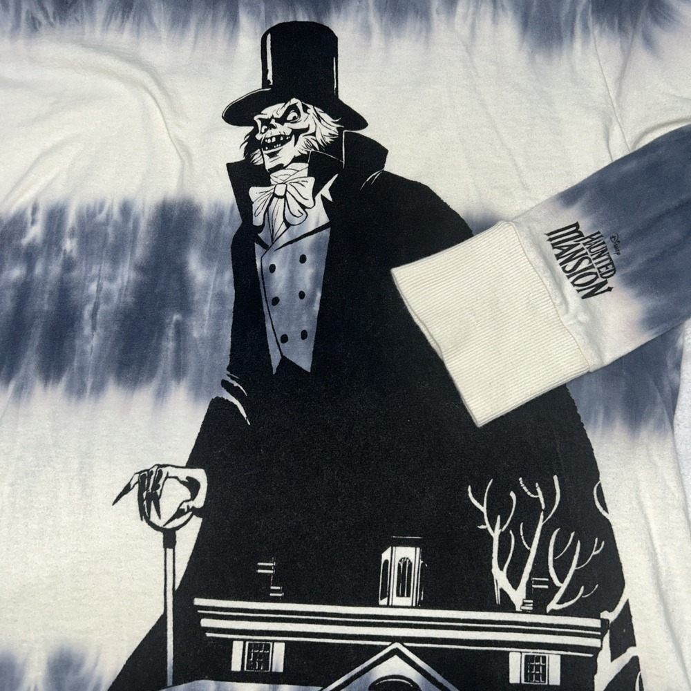 DISNEY Haunted Mansion Shirt Mens Large Tie Dye Long Sleeve‎ Hat Box Ghost - Picture 2 of 9